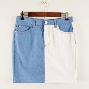 Urban Outfitters Blue Colorblock Denim Skirt 
